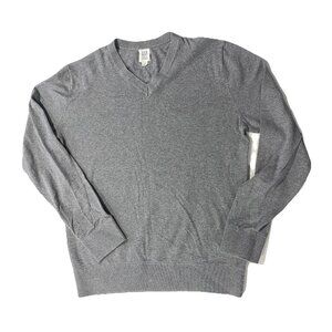 GAP Men's V-Neck Cotton Sweater Small Gray Preppy Capsule Wardrobe Office Chic
